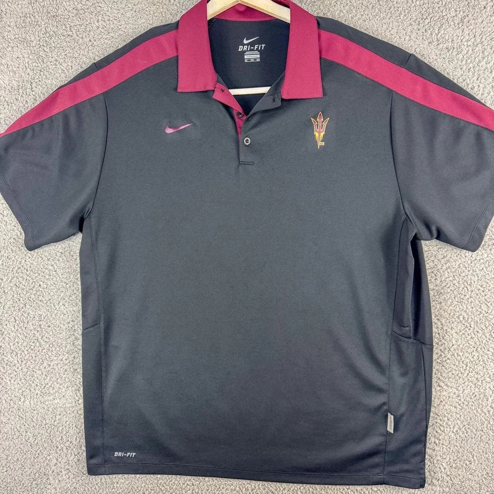 Arizona State Sun Devils Shirt Polo Mens 2XL NCAA Football Nike‎ Dri Fit